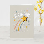 Carte d'anniversaire étoile fantaisiste (Fleur jaune)