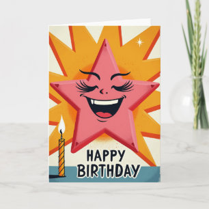 Carte d'anniversaire étoile rétro