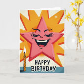 Carte d'anniversaire étoile rétro (Fleur jaune)