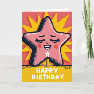 Carte d'anniversaire étoile rose joyeuse