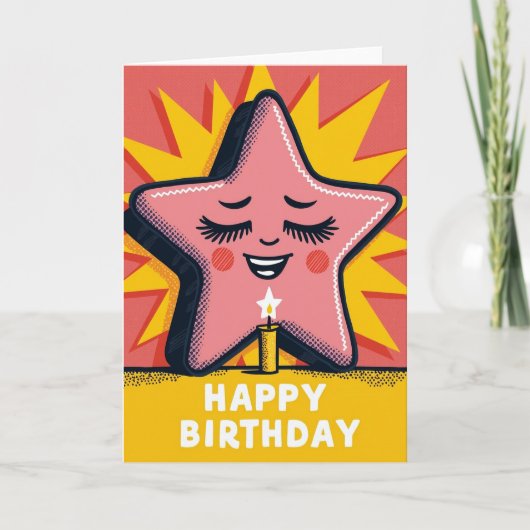 Carte d'anniversaire étoile rose joyeuse (Devant)