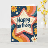Carte d'anniversaire étoile texturée (Fleur jaune)