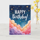 Carte d'anniversaire étoilée de rêve (Fleur jaune)