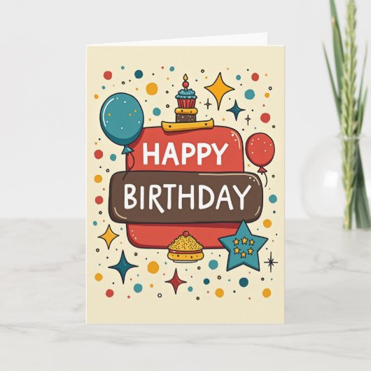 Carte d'anniversaire étoilée ludique (Devant)