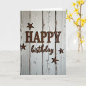 Carte d'anniversaire étoilée rustique (Fleur jaune)