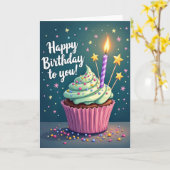 Carte d'anniversaire étoiles (Fleur jaune)