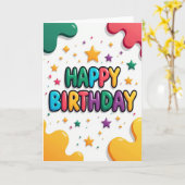 Carte d'anniversaire Étoiles Colorées (Fleur jaune)