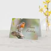 Carte d'anniversaire European robin Erithacus rube (Fleur jaune)