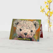 Carte d'anniversaire 'Evil Teddy Bear' (Fleur jaune)