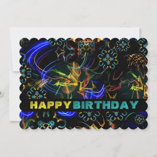 Carte d'anniversaire Explosion de feux d'artifice (Devant)