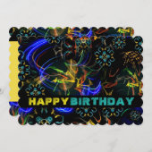 Carte d'anniversaire Explosion exotique de feux d' (Devant / Derrière)