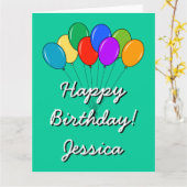 Carte d'anniversaire extra BIG avec ballons coloré (Fleur jaune)