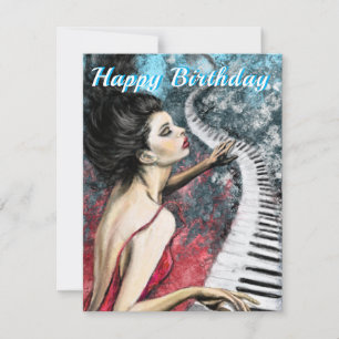 Carte d'anniversaire Fantaisie au Piano