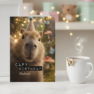 Carte d'anniversaire fantaisiste et drôle de capyb