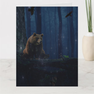 CARTE D'ANNIVERSAIRE FANTASY GRIZZLY OURS LUCIOLLE