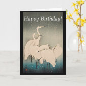 Carte d'anniversaire Faune de Egrets japonais dans (Fleur jaune)