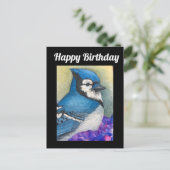 Carte d'anniversaire faune oiseau geai bleu Joyeux (Debout devant)