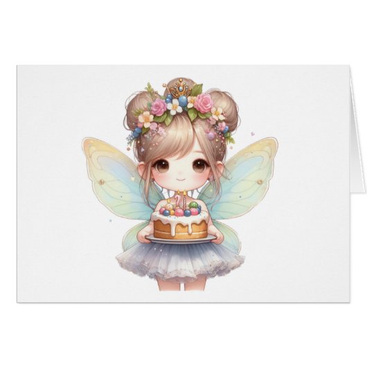 Carte d'anniversaire fée (Devant Horizontal)