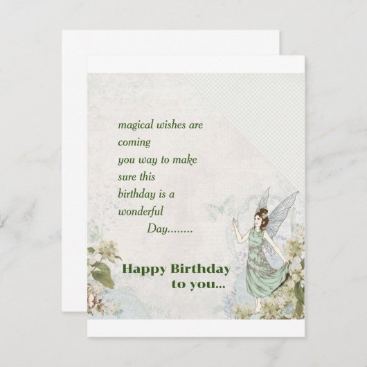 carte d'anniversaire fée (Devant / Derrière)