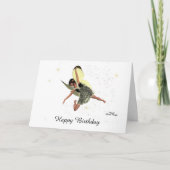 Carte d'anniversaire Fée Fille avec des ailes jaun (Devant)