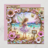 CARTE D'ANNIVERSAIRE ~ Fée rose ~ (Devant / Derrière)