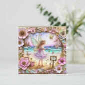 CARTE D'ANNIVERSAIRE ~ Fée rose ~ (Debout devant)