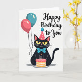 Carte d'anniversaire Félin Renfrogné (Fleur jaune)