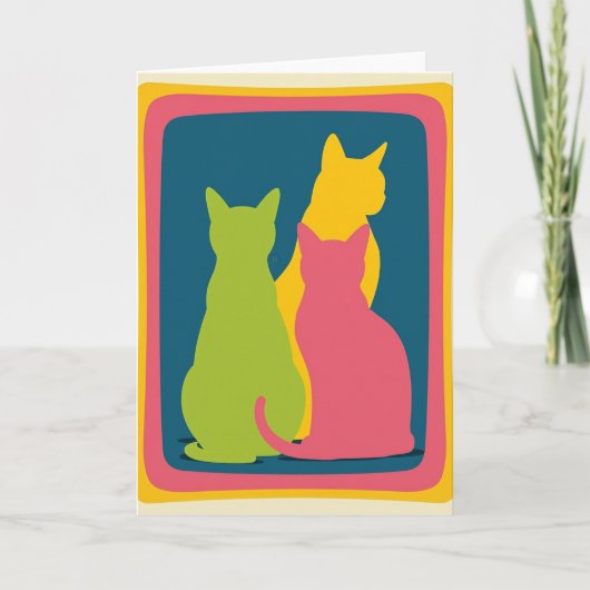 Carte d'anniversaire féline abstraite (Devant)