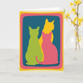 Carte d'anniversaire féline abstraite (Fleur jaune)