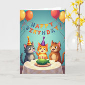 Carte d'anniversaire féline animée (Fleur jaune)