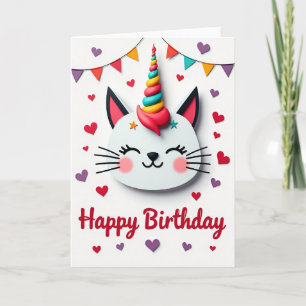 Carte d'anniversaire Féline Arc-en-ciel