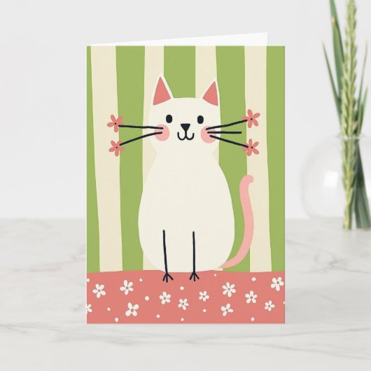 Carte d'anniversaire Féline Florale (Devant)