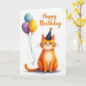 Carte d'anniversaire Féline Ironique (Fleur jaune)