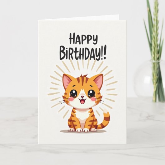 Carte d'anniversaire Féline Joyeuse (Devant)