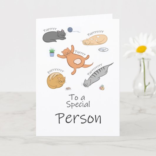 Carte d'anniversaire féline parfaite pour une pers (Petite plante)