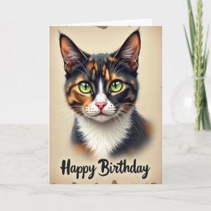 Carte d'anniversaire féline picturale