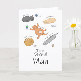Carte d'anniversaire féline purr-ific pour lui