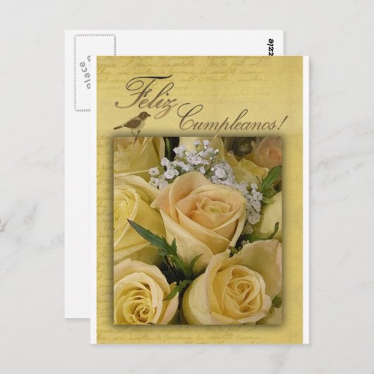 Carte d'anniversaire Feliz Cumpleanos (Devant / Derrière)