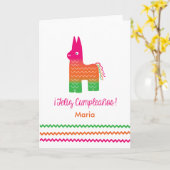 Carte d'anniversaire Feliz Cumpleaños Piñata (Fleur jaune)