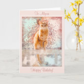 Carte d'anniversaire féminine du chat (Fleur jaune)