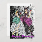 Carte d'anniversaire Femmes modernes buvant du vin (Devant / Derrière)