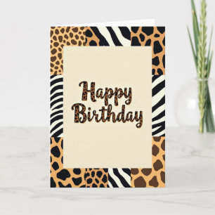 Carte d'anniversaire festive à imprimé léopard