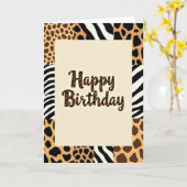 Carte d'anniversaire festive à imprimé léopard (Fleur jaune)