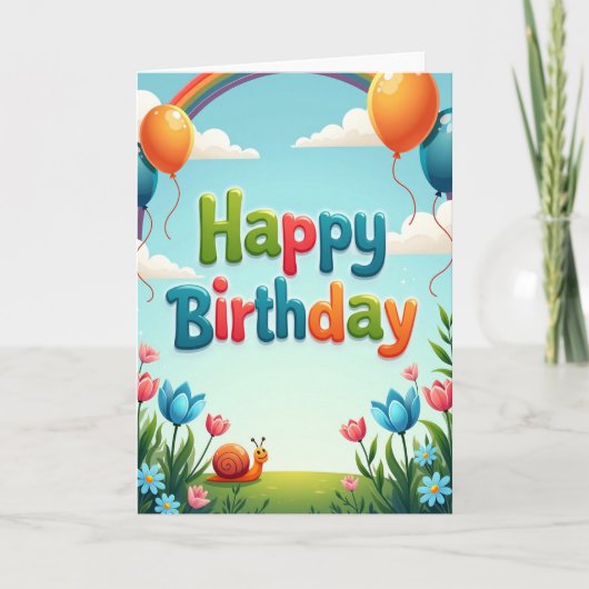 Carte d'anniversaire festive avec ballon (Devant)
