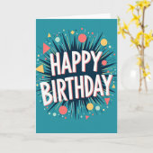 Carte d'anniversaire festive avec confettis (Fleur jaune)