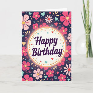 Carte d'anniversaire Festive Bloom