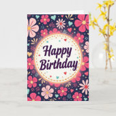 Carte d'anniversaire Festive Bloom (Fleur jaune)