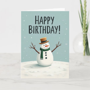 Carte d'anniversaire festive bonhomme de neige