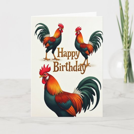 Carte d'anniversaire festive Coq d'Art (Devant)