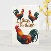 Carte d'anniversaire festive Coq d'Art (Fleur jaune)